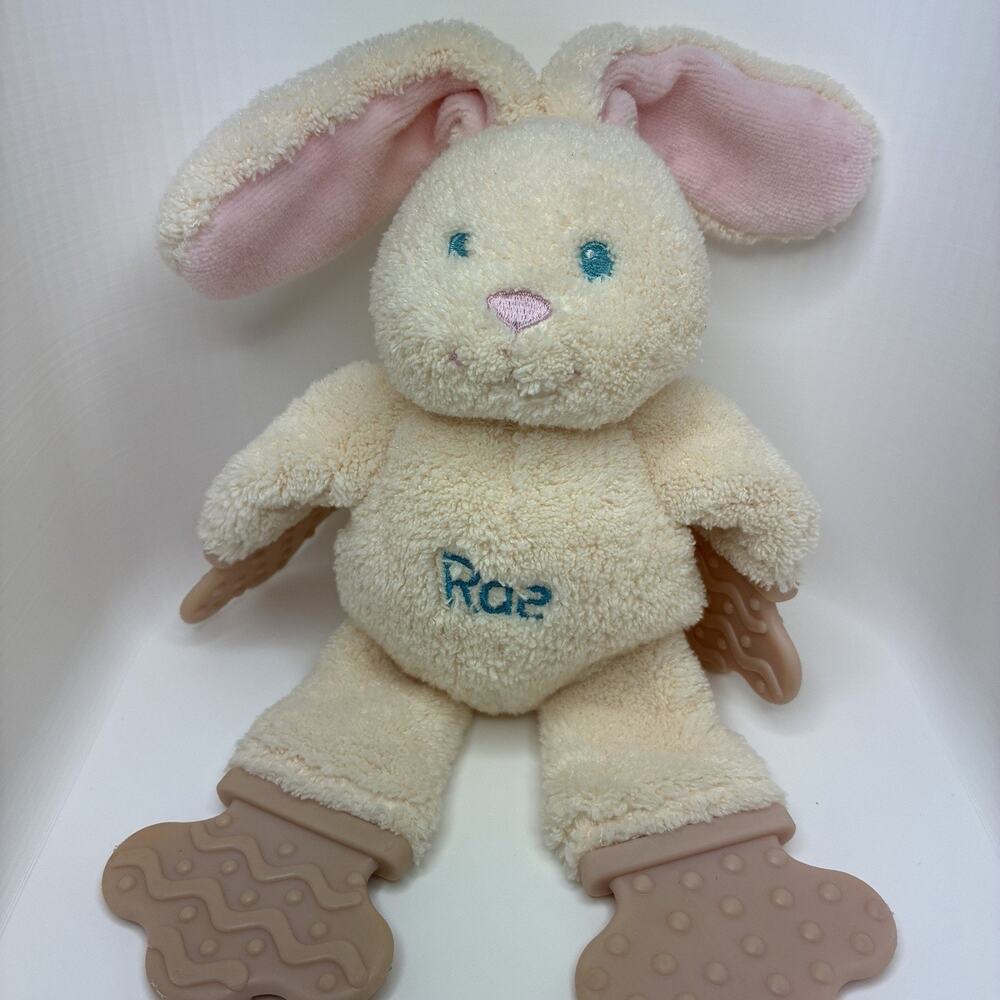 Bright Starts Kids II Rae Bunny Plush Teether Toy 8” Cream Rabbit Baby Lovey